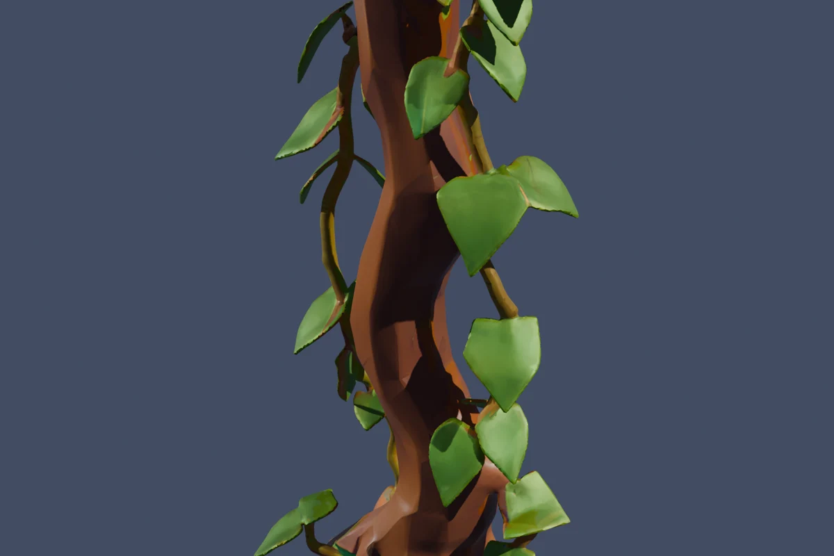 Close-up of the Jungle Ruins vine prop, with green leaves winding around its stem.